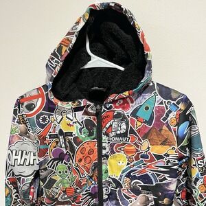 Youth Skateboard Hoodie Jacket Small Sherpa Lined Pockets German Design Graphics